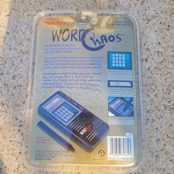 Nwt! Tiger Word Chaos LCD Electronic Word Game with Stylus 1996 Tested - Picture 2 of 2